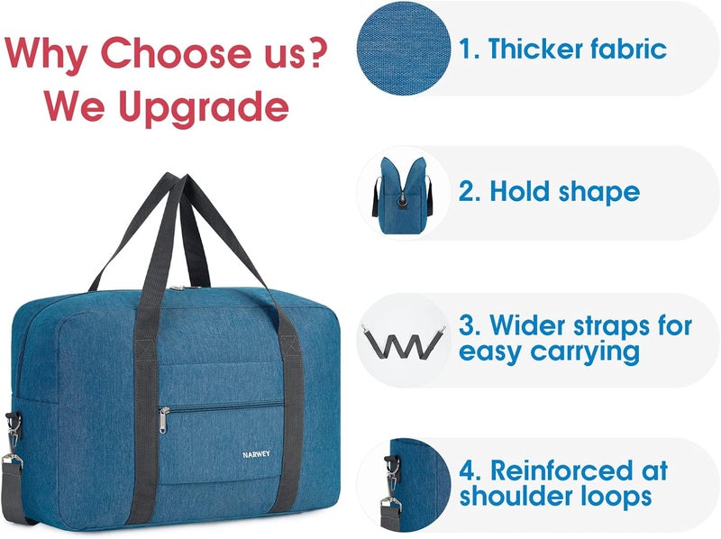 Narwey For Spirit Airlines Personal Item Bag 18x14x8 Foldable Travel Duffel Bag Tote Carry on Luggage Duffle Overnight for Women and Men - Image 4